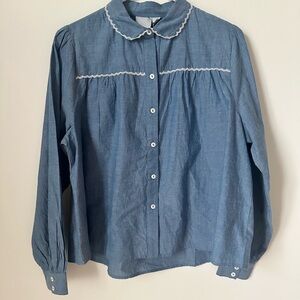 zero degress celsius liberty print blouse light chambray - medium